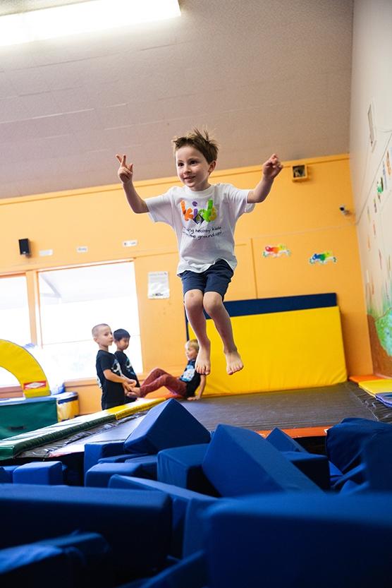 boy jumping in air